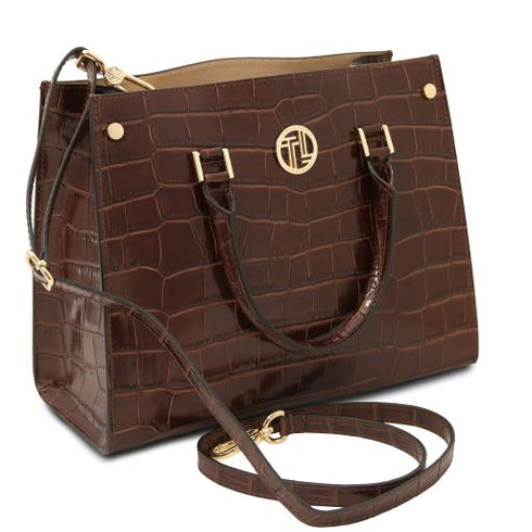 Croque - Croc print leather handbag